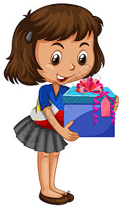 小女孩提着一盒礼物图片