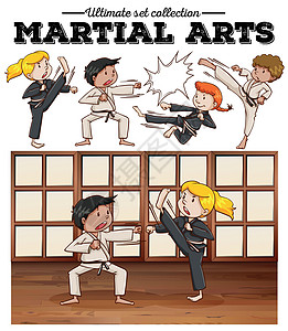 男孩和女孩训练武术图片