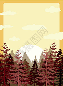 与松树林的边框设计插图空白树木森林树叶环境丛林卡通片热带夹子图片