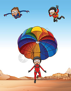 三个人做跳伞图片