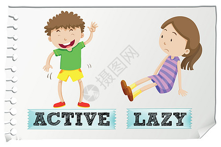 相反的形容词 active 和 laz图片