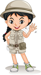 野营服装的小女孩图片