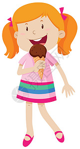 吃巧克力冰淇淋的小女孩图片