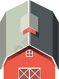 有灰色屋顶的红色谷仓艺术房子白色绘画建筑庇护所农家插图农业夹子图片