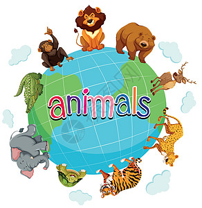 世界各地的野生动物艺术猎豹狮子小路夹子老虎动物鳄鱼绘画地球图片