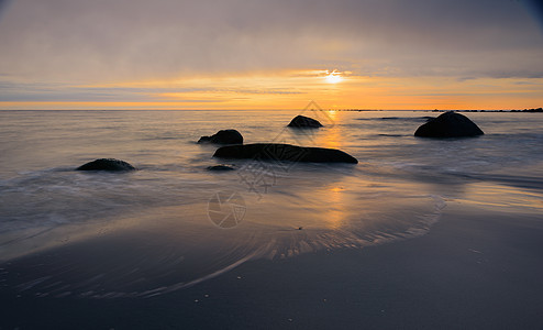 奈尔兰德斯特兰达太阳日落自然海洋天空海岸岩石海岸线地平线放松图片