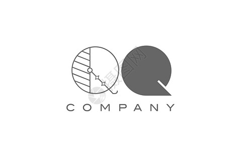 QQ 灰色白色字母标志图标 适用于具有几何风格的公司 商业和企业的创意字母组合设计设计图片