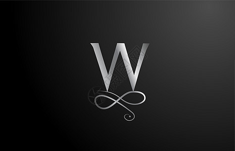 灰色W 优雅单字字母缩写字母图标徽标设计 奢侈品和公司的贵重公司制备图片