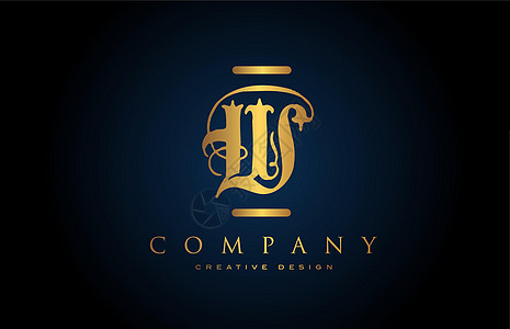 公司和企业的复古金色 W 字母表字母标志图标 带有创意金色设计的刻字和刻字图片