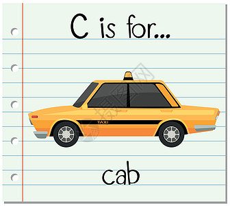 抽认卡字母 C 代表 ca卡通片教育绘画写作幼儿园轿车字体卡片闪光纸板图片