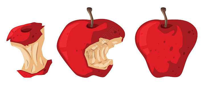 新鲜的苹果和腐烂的苹果夹子热带艺术剪裁食物水果绘画植物小路插图图片