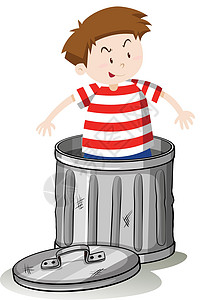 垃圾桶里的男孩图片