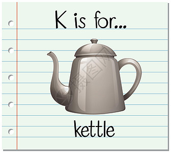 抽认卡字母 K 用于 kettl图片