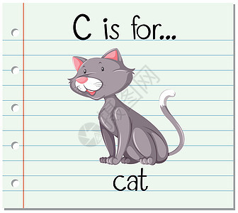 抽认卡字母 C 代表 ca写作动物插图野生动物纸板宠物拼写闪光阅读热带图片