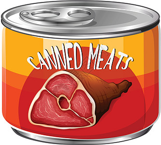 罐头铝罐中的肉类猪肉牛肉剪裁食物小路艺术产品杂货店夹子插图插画