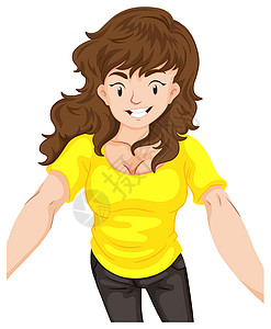 黄色衬衫微笑的女人图片