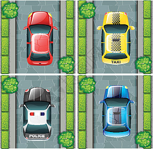 停在路上的汽车轿车旅行风景停车场公园警车车辆插图警察花园图片