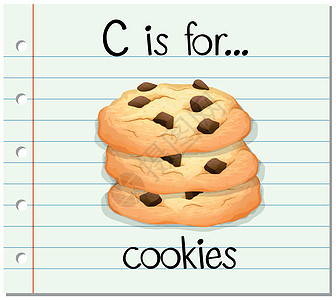 抽认卡字母 C 用于 cookie食物插图刻字绘画面包阅读纸板教育性艺术写作图片