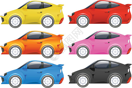 六种不同颜色的赛车图片