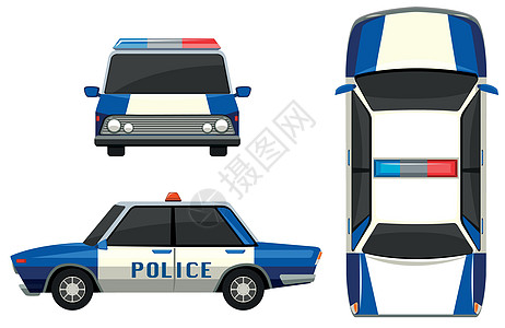 三个不同角度的警车图片