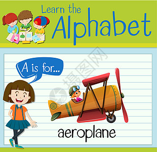 抽认卡字母 A 用于飞行计划工作演讲白色夹子海报孩子们飞机旅行喷射活动图片