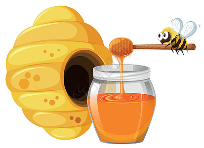 蜜蜂和蜂蜜在 ja野生动物动物糖浆漏洞剪裁蜂窝食物昆虫夹子绘画图片
