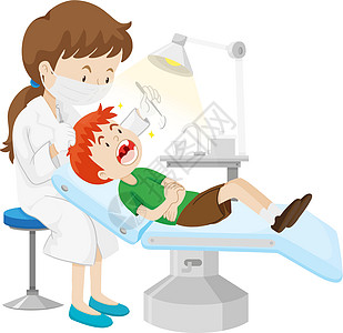 男孩接受牙医检查牙齿图片