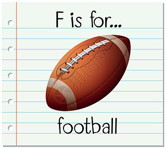 抽认卡字母 F 代表足球艺术教学意义纸板幼儿园夹子闪光写作字体阅读图片