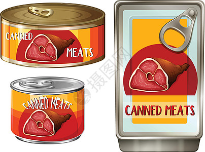三种不同罐头里的肉图片