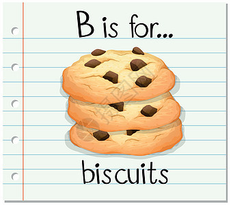 抽认卡字母 B 是饼干面包绘画教育写作幼儿园刻字插图艺术卡片夹子图片