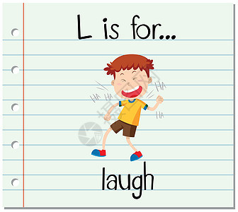 抽认卡字母 L 代表笑幼儿园男生写作艺术卡片绘画大号刻字手势插图图片
