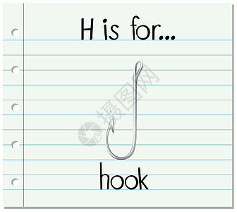 抽认卡字母 H 代表 hoo刻字教育纸板写作绘画拼写插图闪光艺术字体图片
