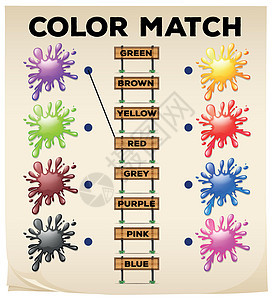 用颜色和单词匹配工作表图片