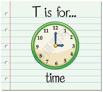 抽认卡字母 T 代表蒂姆纸板家具时间小时绘画字体夹子写作教育阅读图片