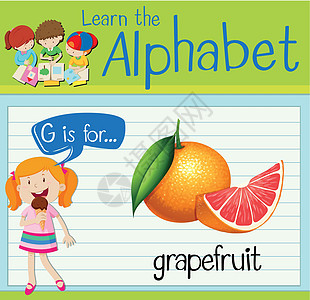 抽认卡字母 G 代表葡萄柚白色教育饮食卡片水果孩子们夹子演讲柚子食物图片