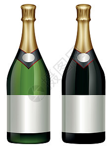 两瓶香槟小路艺术瓶子剪裁收藏饮料茶点插图夹子团体背景图片