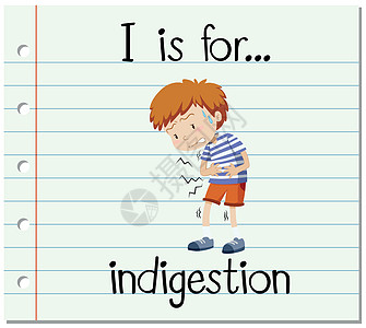 抽认卡字母 I 代表消化不良教育艺术疾病刻字夹子教育性阅读幼儿园纸板插图图片