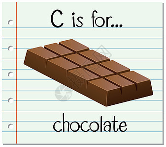 抽认卡字母 C 是巧克力小吃教育性绘画字体甜点纸板夹子卡片闪光艺术背景图片