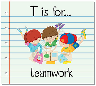 抽认卡字母 T 是为 teamwor孩子们团队图书刻字朋友们写作卡片艺术拼写字体图片