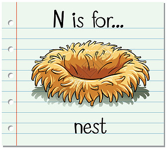 抽认卡字母 N 代表 nes幼儿园刻字教育性闪光教育拼写卡片绘画夹子孵化图片