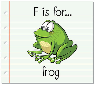 抽认卡字母 F 代表来回动物青蛙字体阅读插图教育幼儿园纸板教育性艺术图片