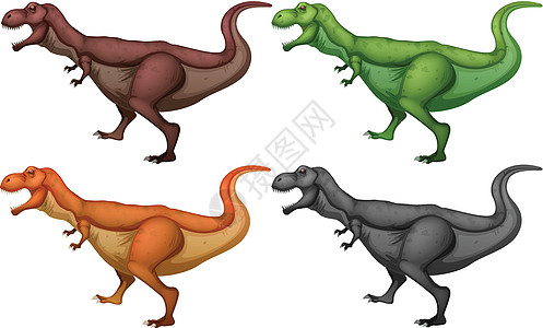 四色恐龙图片