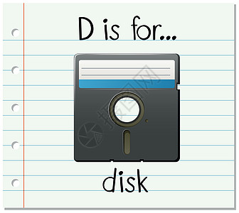 抽认卡字母 D 代表 dis插图贮存阅读闪光写作字体绘画夹子记忆卡片图片