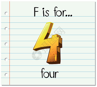 f4型抽认卡字母 F 代表 fou拼写刻字教育阅读数学艺术卡片幼儿园绘画写作设计图片