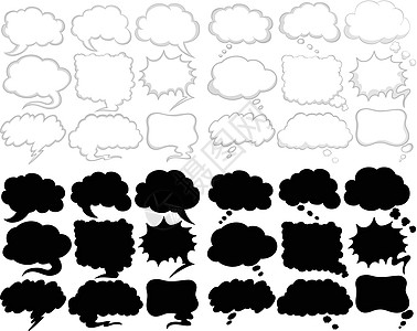 黑色和白色的不同语音气泡设计图片