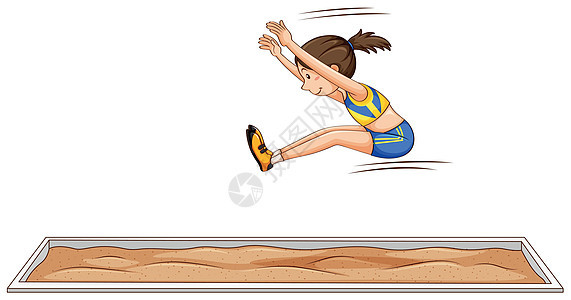 做跳远的女运动员剪裁女性田径插图运动活动闲暇跳跃女士乐趣图片