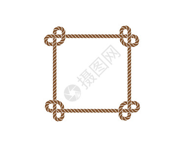 绳索边框矢量图设计丝带打印棕褐色刷子细绳框架正方形卡片环形圆圈图片