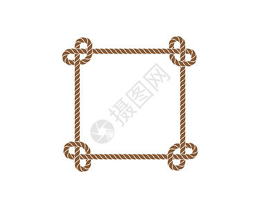 绳索边框矢量图设计丝带打印棕褐色刷子细绳框架正方形卡片环形圆圈图片