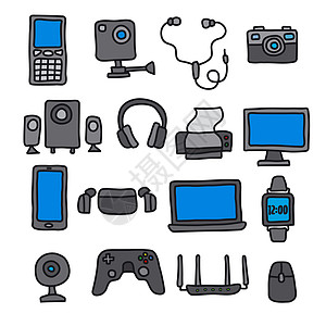 设备和小工具图标技术卡通片网络相机电子产品游戏扬声器家电耳机电话图片