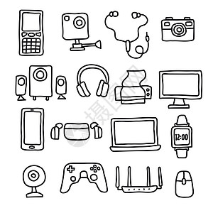 设备和小工具图标电脑老鼠电子产品扬声器游戏卡通片耳机网络药片家电图片